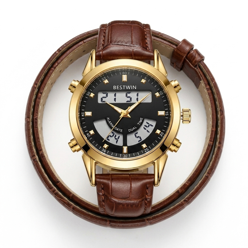 Bestwin Gold Analog-Digital Watch –