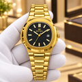 BESTWIN Gold-Tone Black Dial Watch